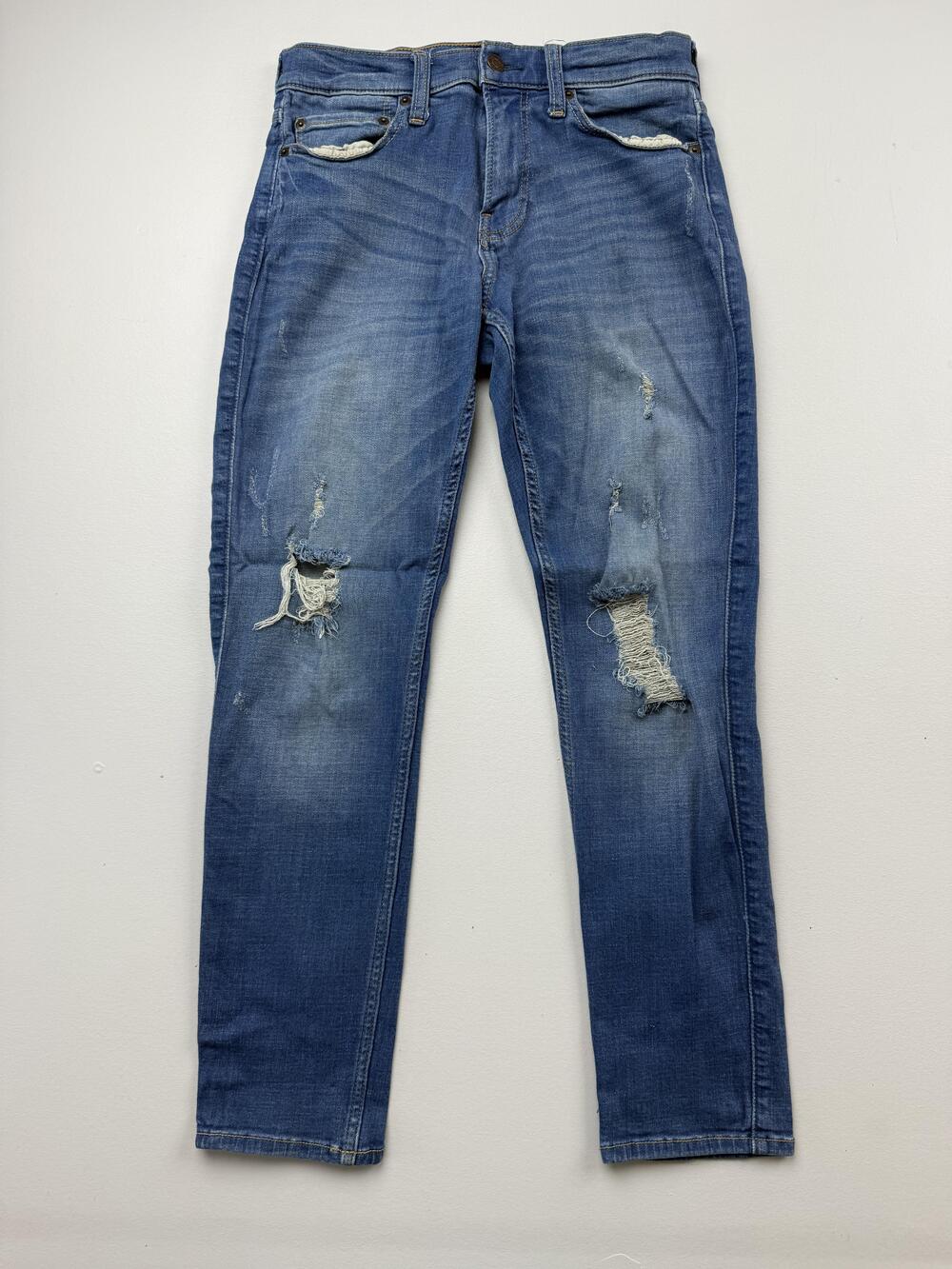 Hollister Jeans Mens 30x30 Blue Medium Wash Denim Slim Taper Distressed Stretch